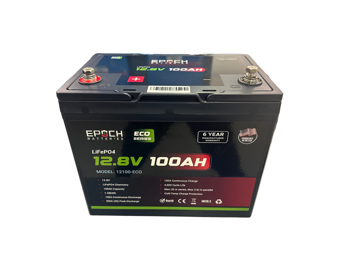 Epoch Batteries 12V 100Ah (1.28kWh) - Eco Series LiFePO4 Battery