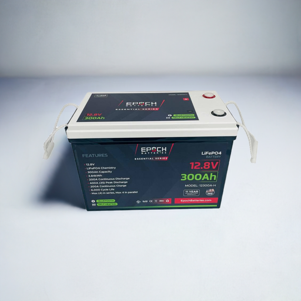 Epoch Batteries 12V 300Ah (3.84kWh) Essential Series - Bluetooth & Heated LiFePO4 Battery