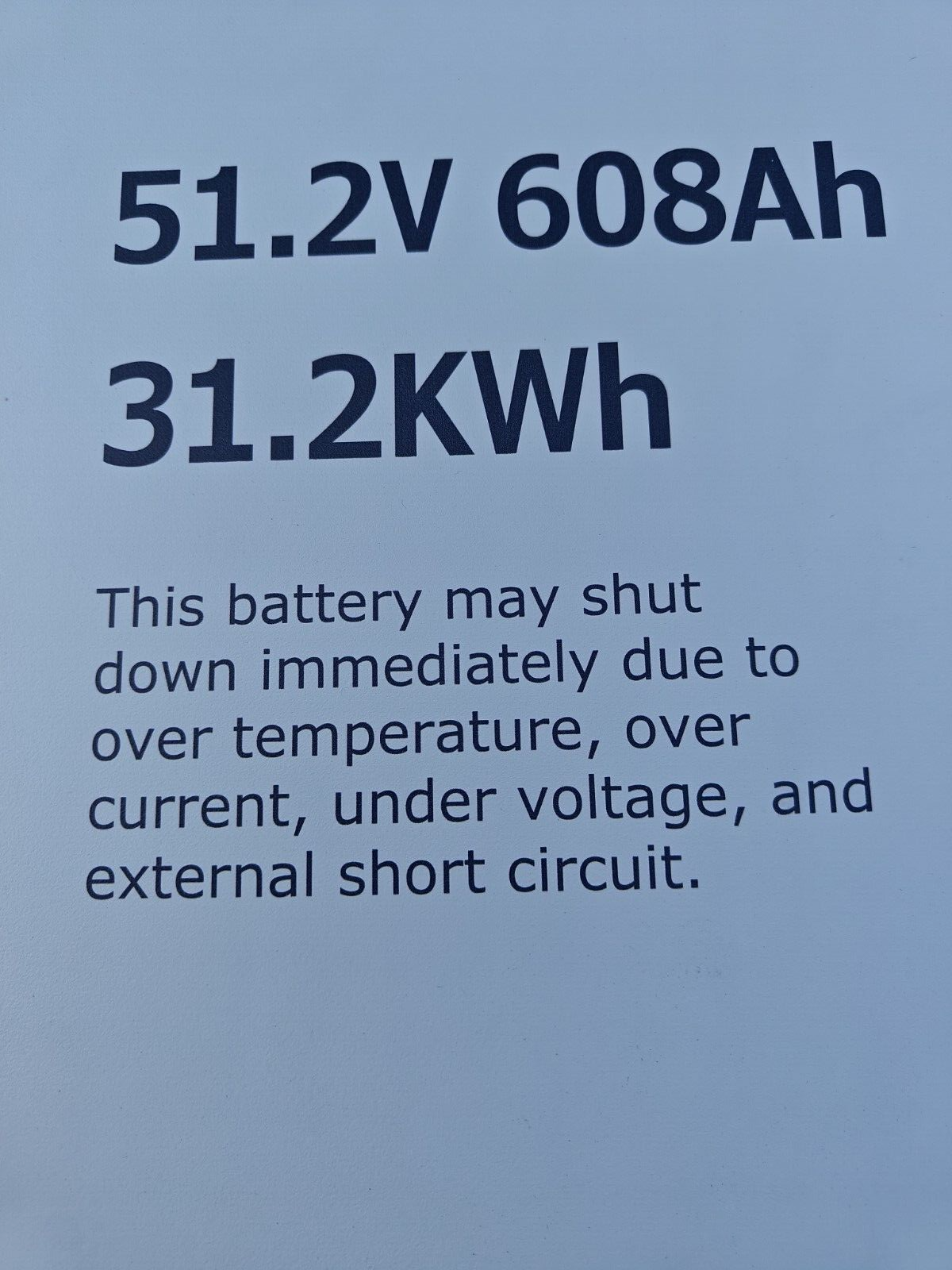 Replacement LFP Lithium battery pack for dc solar trailer - 51.2V 608ah 31.2Kwh