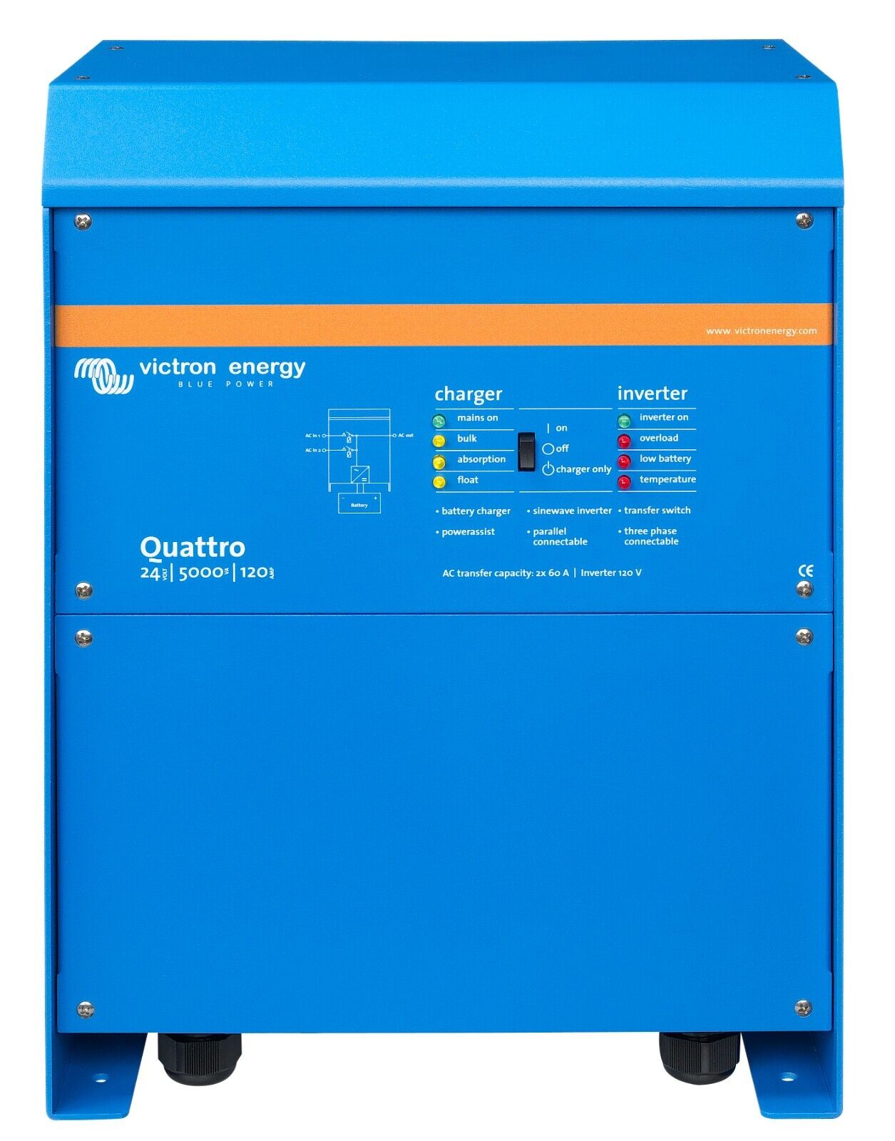 Victron QUA245023110 Quattro 24/5000/120-100/100 120V VE. Auth Dealer 5 year war