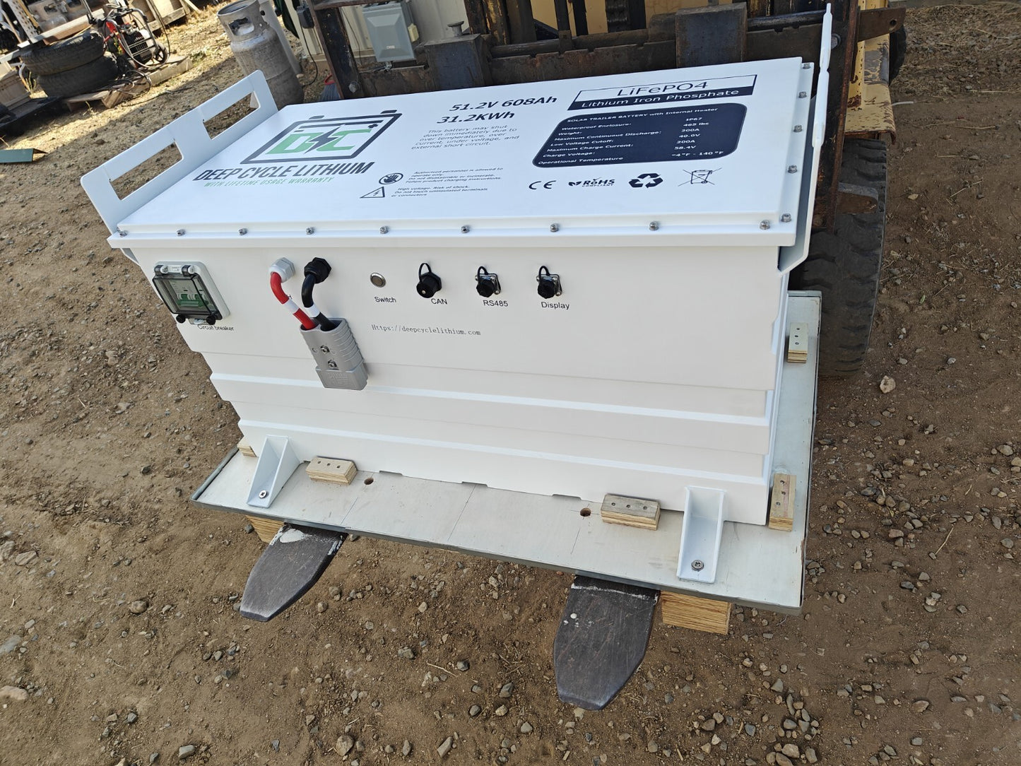 Replacement LFP Lithium battery pack for dc solar trailer - 51.2V 608ah 31.2Kwh