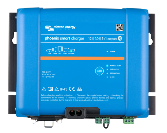 Victron PSC123051095 Smart IP43 Charger 12 Volt 30 Amp (1+1) Outlets 120-240V