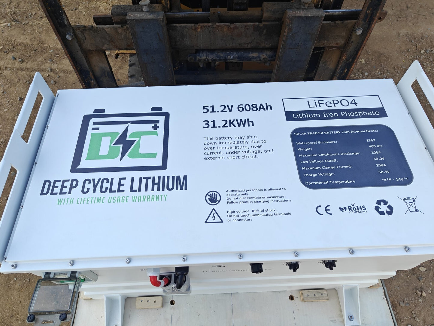 Replacement LFP Lithium battery pack for dc solar trailer - 51.2V 608ah 31.2Kwh