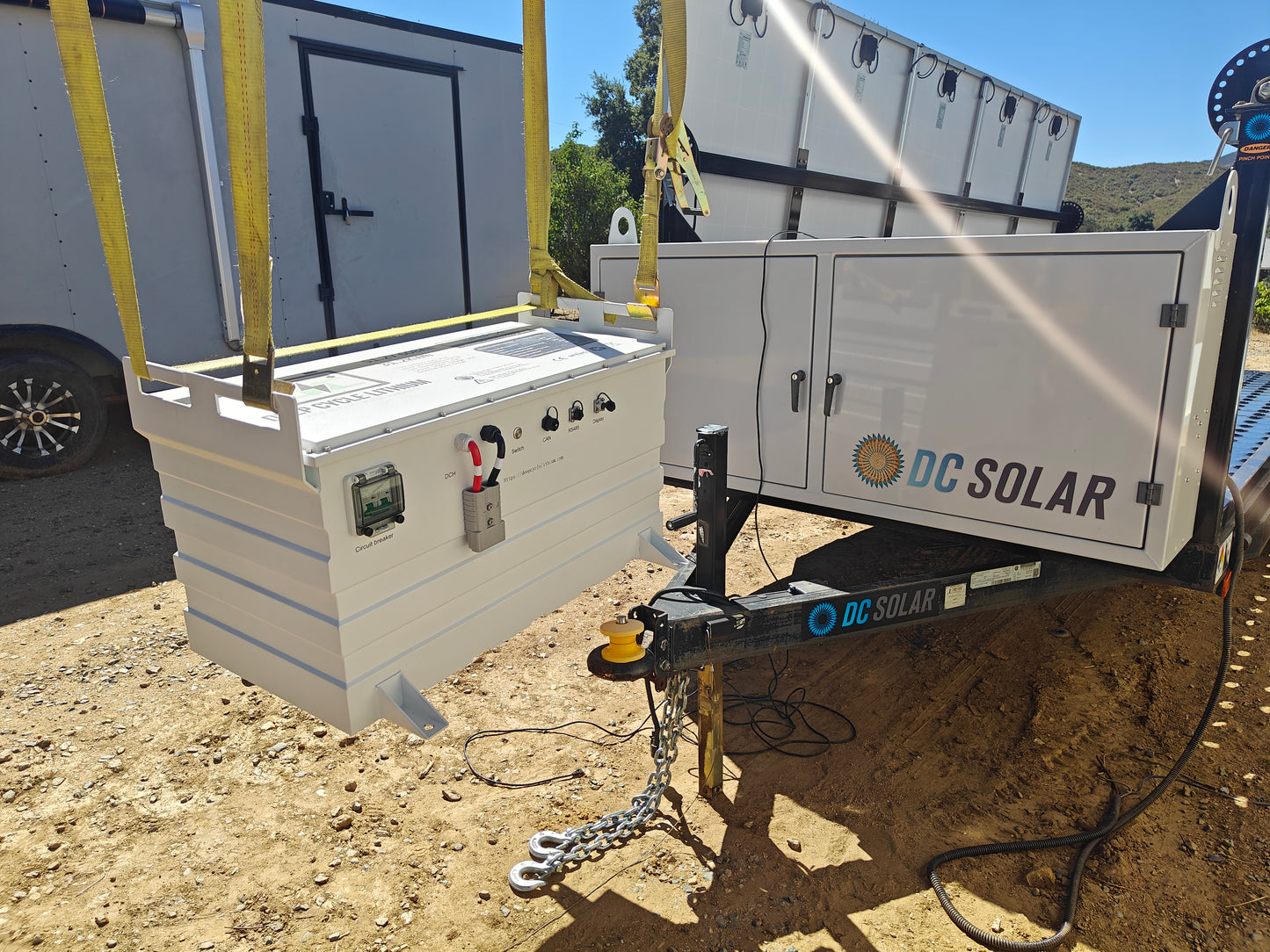 DC Solar Complete unit Remanufactured and Upgraded DC Solar Trailer with 31KWh Lithium Batteries