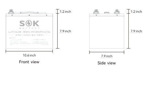 SK12V100H | SOK 12V100Ah LiFePO4 Battery Bluetooth & Built-in heater