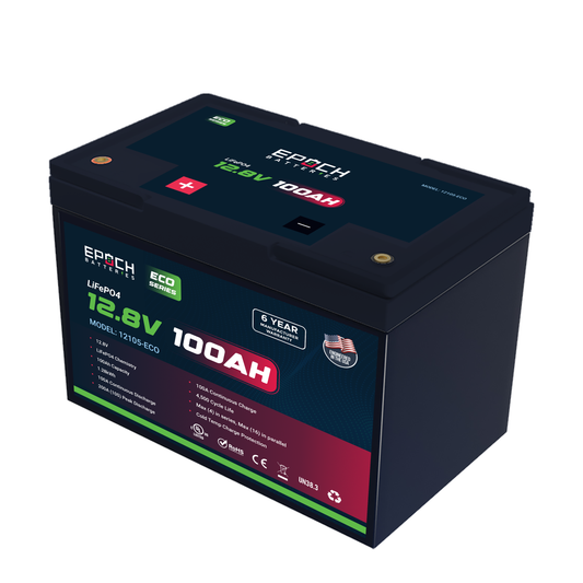 Epoch Batteries 12V 100Ah (1.28kWh) - Eco Series LiFePO4 Battery
