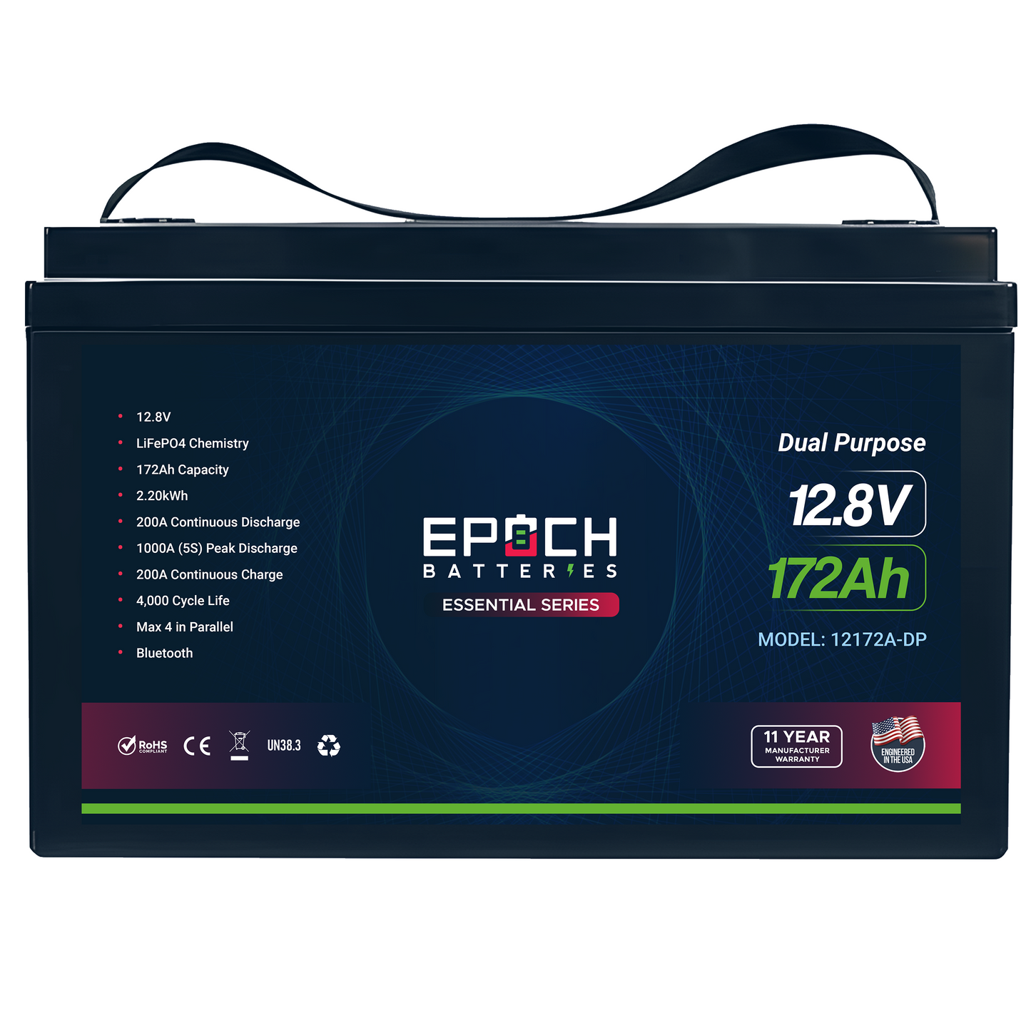 Epoch Batteries (PRE-ORDER) 12V 172Ah (2.20kWh) Dual Purpose Essential Series - Group 31 LiFePO4 Battery - ETA APR 30
