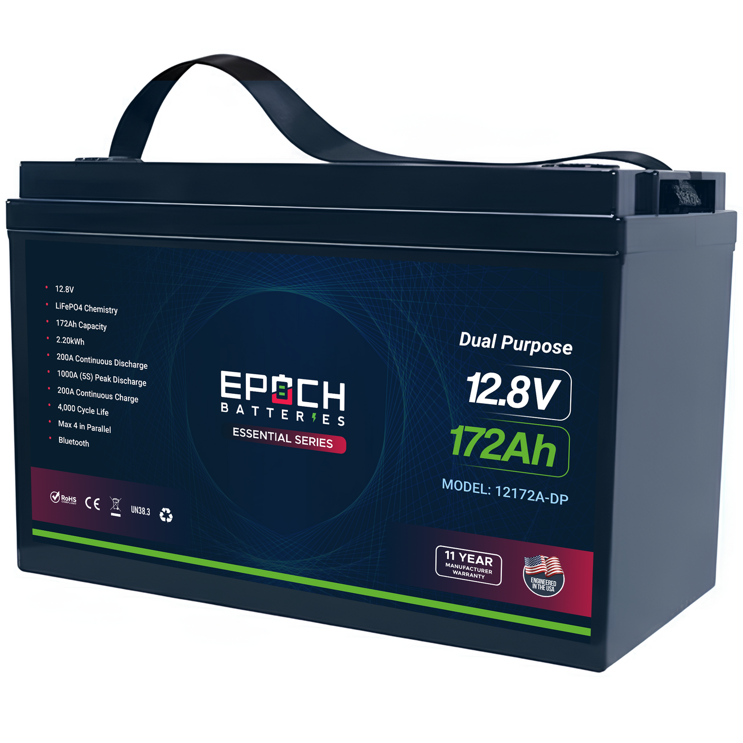 Epoch Batteries (PRE-ORDER) 12V 172Ah (2.20kWh) Dual Purpose Essential Series - Group 31 LiFePO4 Battery - ETA APR 30