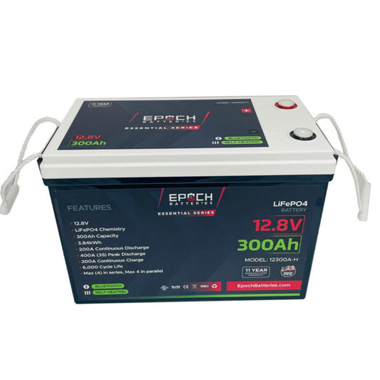 Epoch Batteries 12V 300Ah (3.84kWh) Essential Series - Bluetooth & Heated LiFePO4 Battery