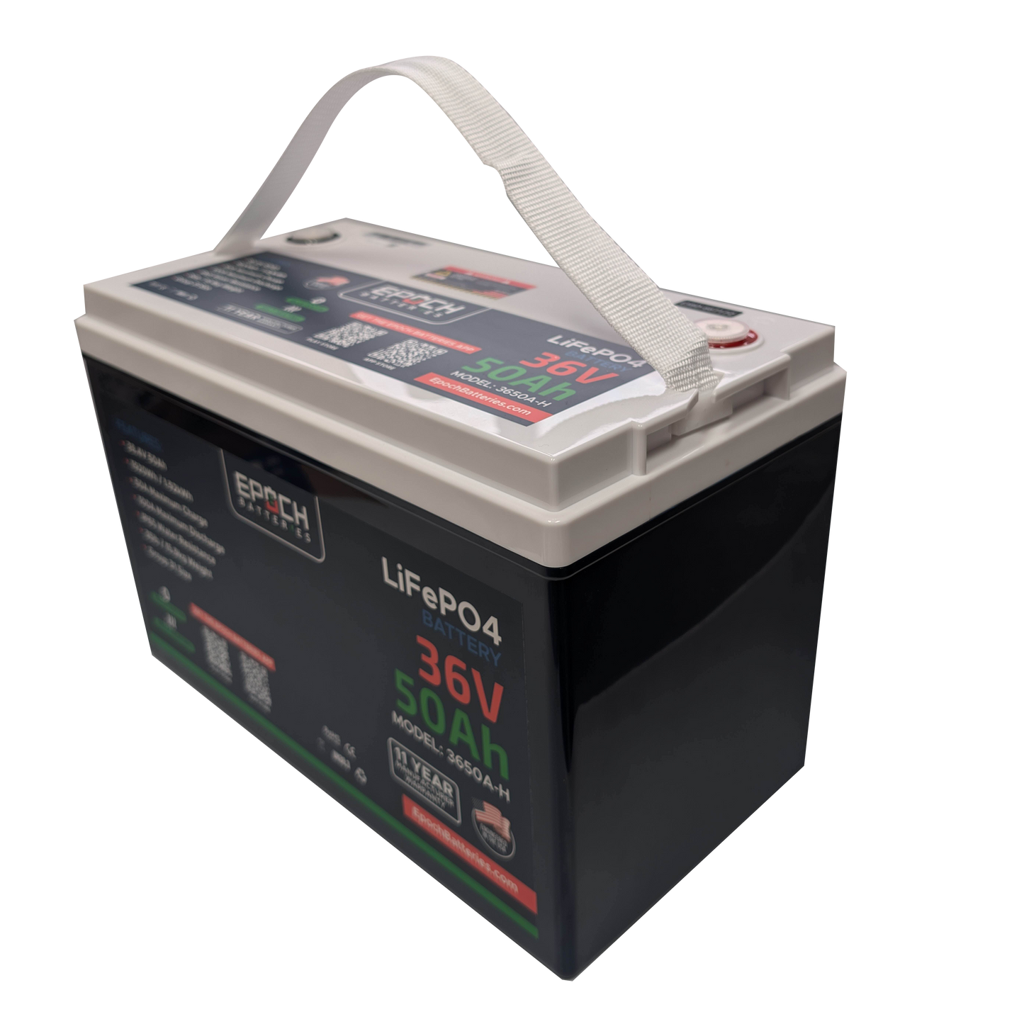 Epoch Batteries 36V 50Ah (1.92kWh) Essential Series - Bluetooth & Heated LiFePO4 Battery