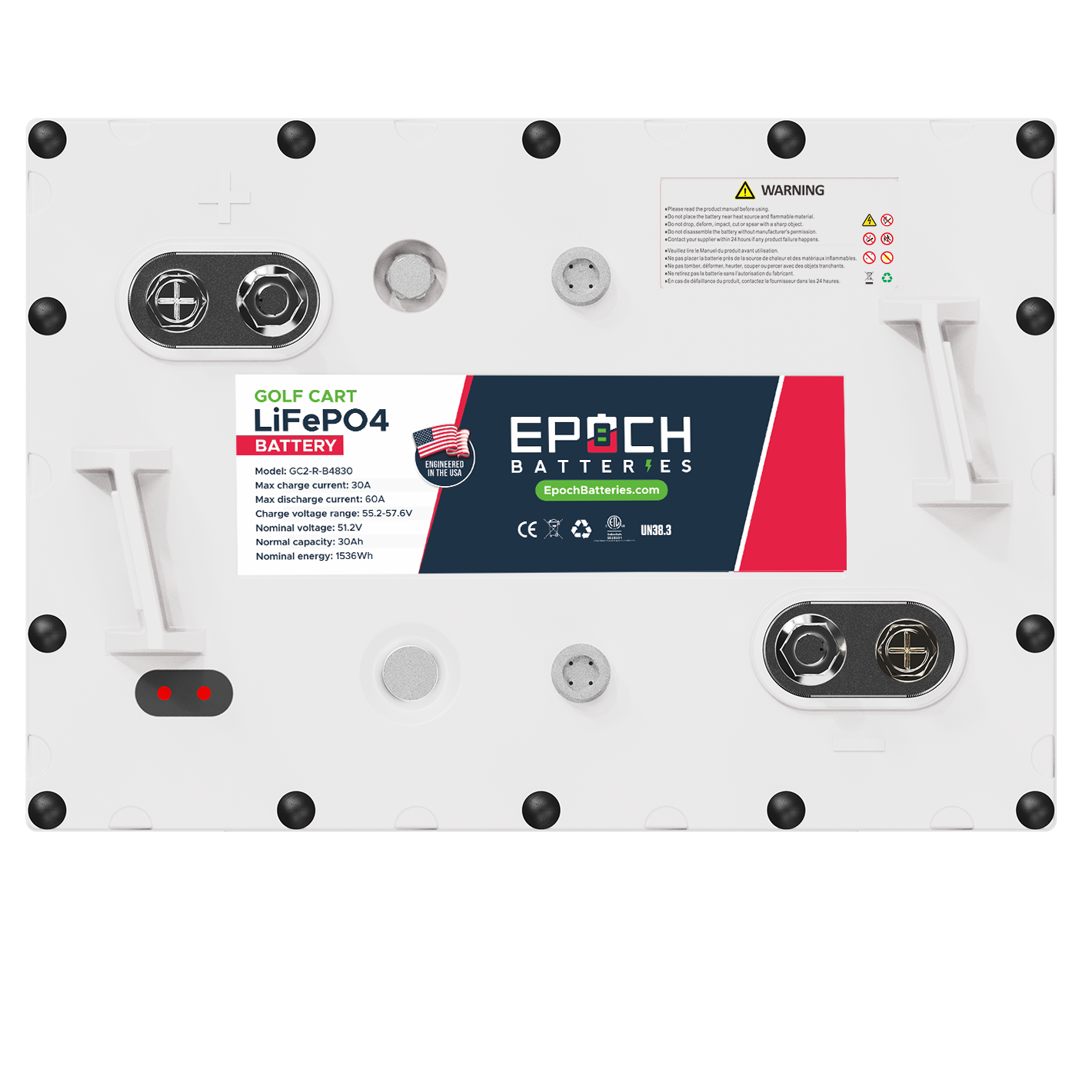 Epoch Batteries 48V 30Ah (1.54kWh) GC2 - Golf Cart LiFePO4 Lithium Battery