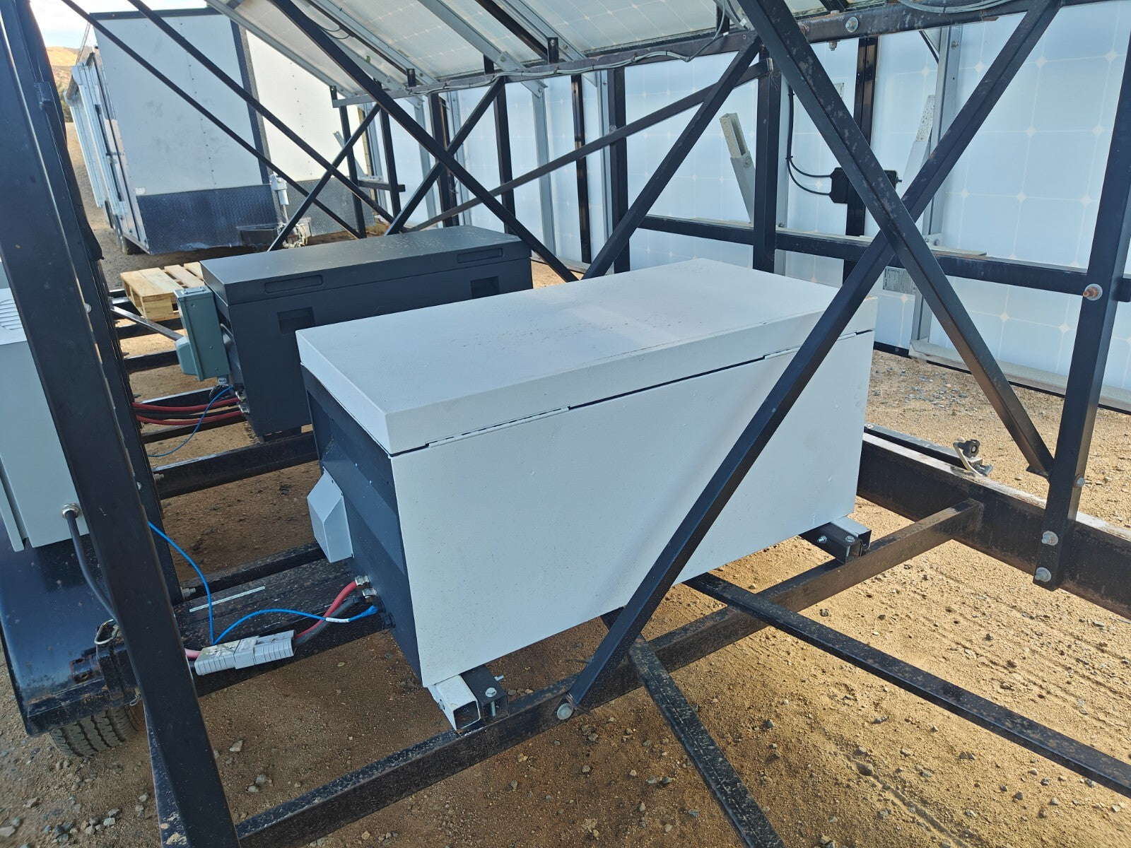 Off Grid Portable 24 Panel Solar Trailer w/ 28KWh GOBEL LFP ALL VICTRON 120/240