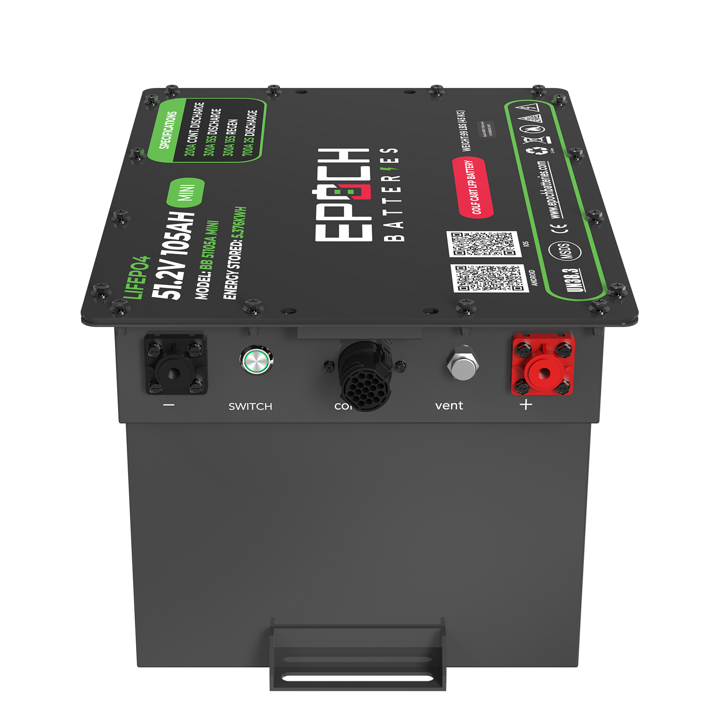 Epoch Batteries Club Car DS 48V 105Ah MINI - LiMax Series - Lithium (LiFePO4) Golf Cart Battery - Complete Kit