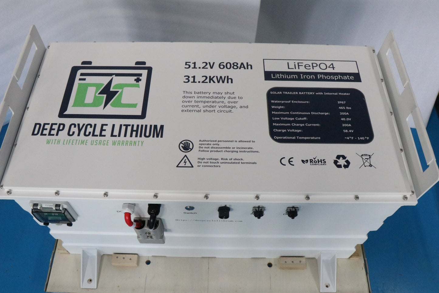 1 Unit Lithium battery pack for dc solar trailer - 51.2V 608ah 31.2Kwh