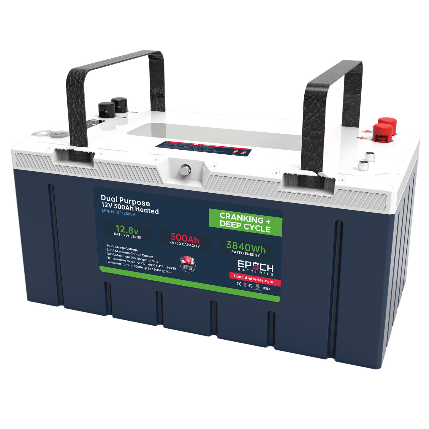 Epoch Batteries 12V 300Ah (3.84kWh) Pro Series - LiFePO4 Cranking & Deep Cycle Lithium Battery (Dual Purpose)