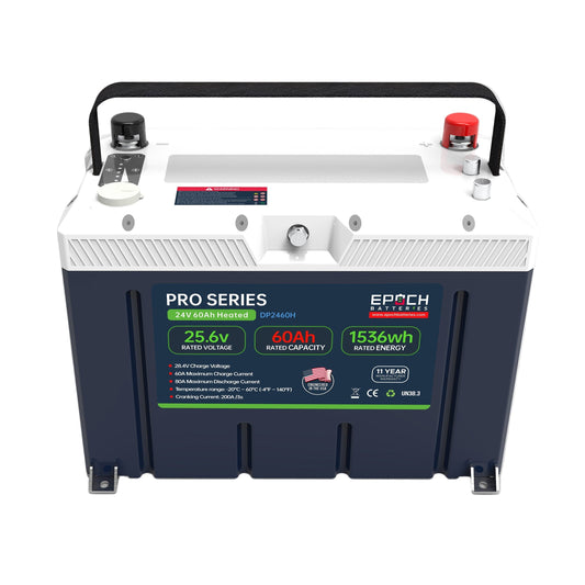Epoch Batteries 24V 60Ah (1.54kWh) Pro Series - Heated, Bluetooth & Victron Comms LiFePO4 Battery