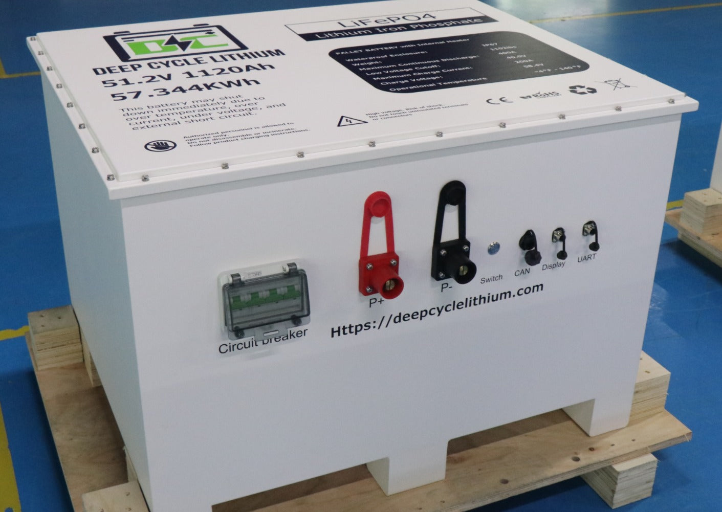 Pallet Sized LFP IP 67 Lithium battery pack - 51.2V 1120ah 57.3 Kwh - 400A Discharge