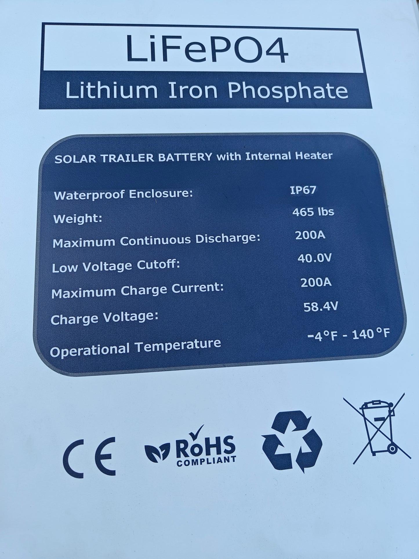 1 Unit Lithium battery pack for dc solar trailer - 51.2V 608ah 31.2Kwh