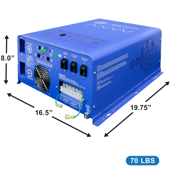 Aims Power PICOGLF6024240SUL 6000 WATT PURE SINE INVERTER CHARGER 24Vdc TO 120/240Vac OUTPUT LISTED TO UL & CSA