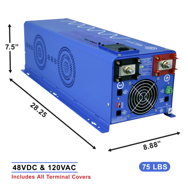 Aims Power PICOGLF60W48V120V 6000 Watt Pure Sine Power Inverter Charger 48Vdc to 120Vac