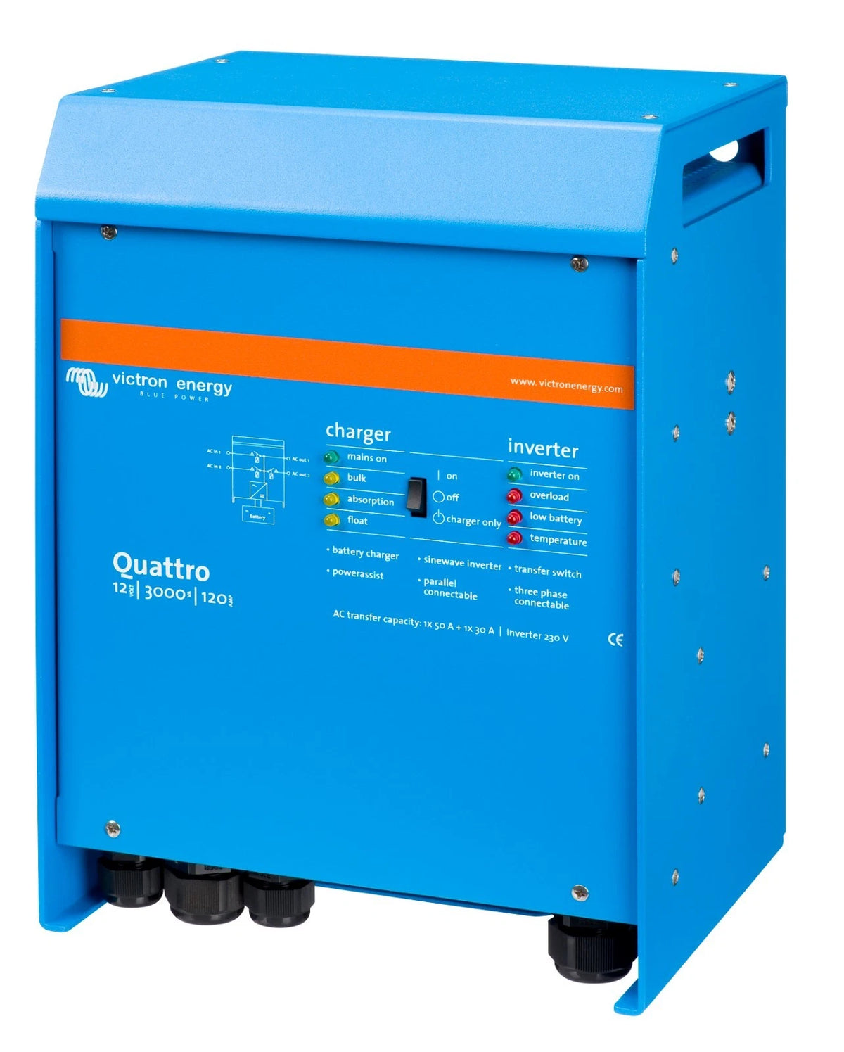 Victron QUA123020010 Quattro 12/3000/120-50/50 230V VE.Bus Inverter Charger