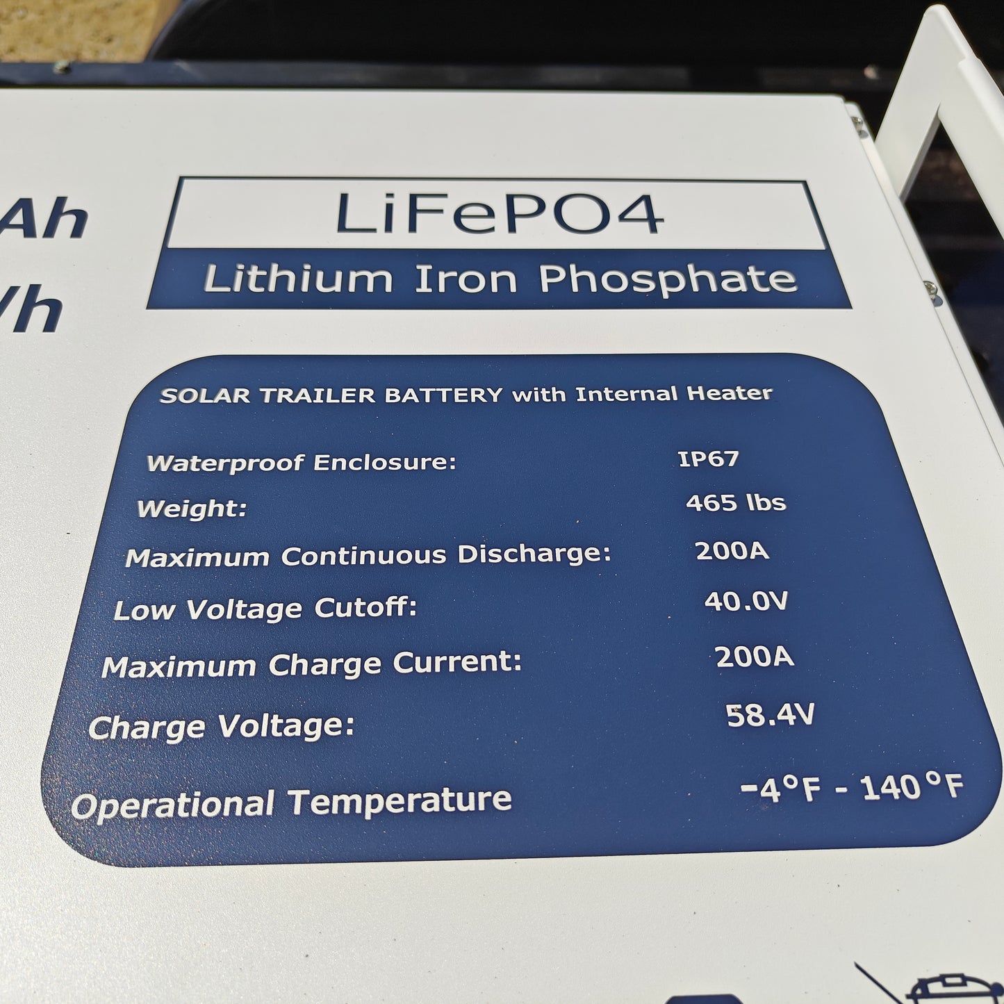 DC Solar Trailer Replacement  LFP Lithium battery pack - 51.2V 628ah 32.15 Kwh